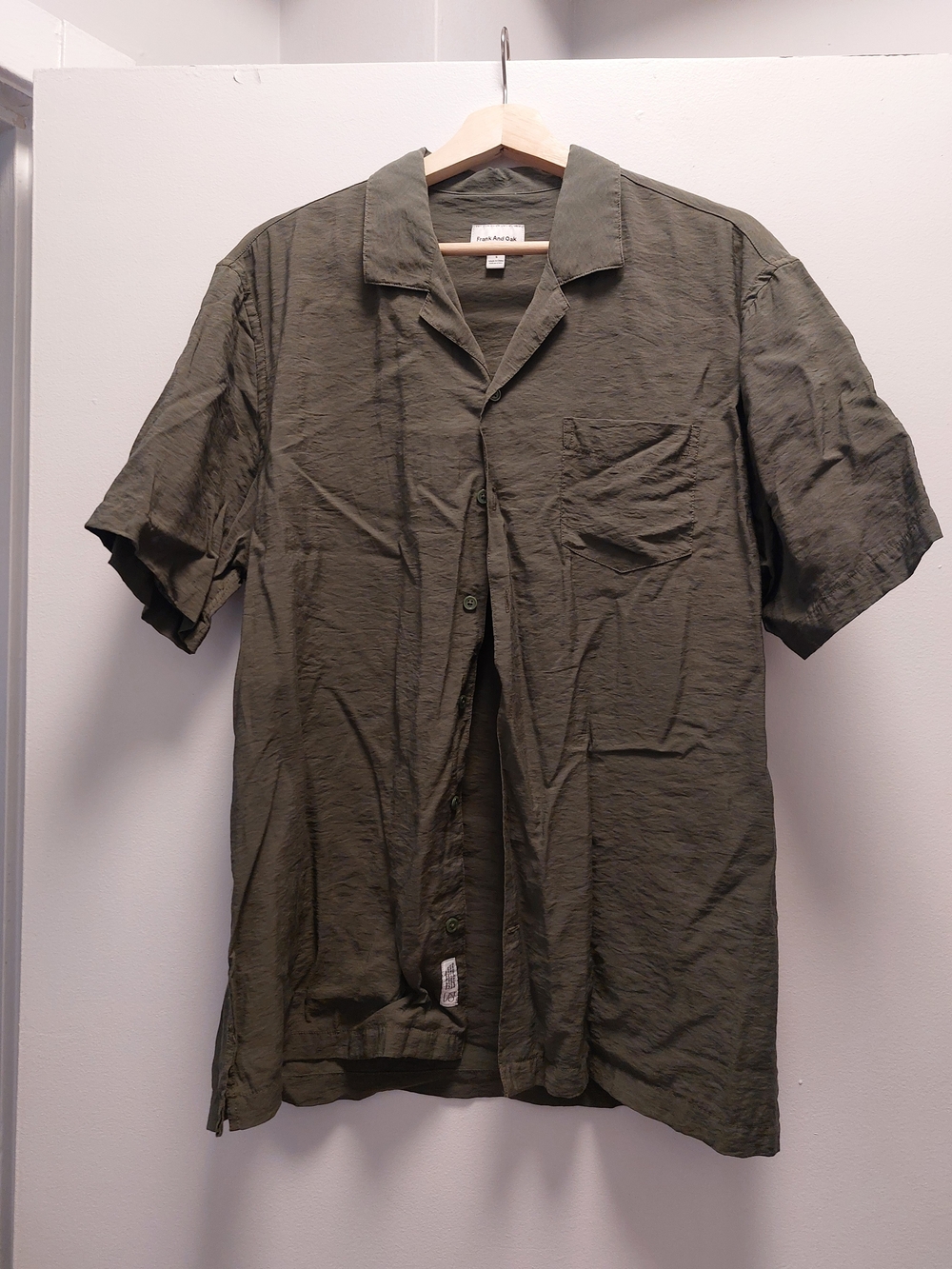 Frank And Oak Olive Camp Shirt